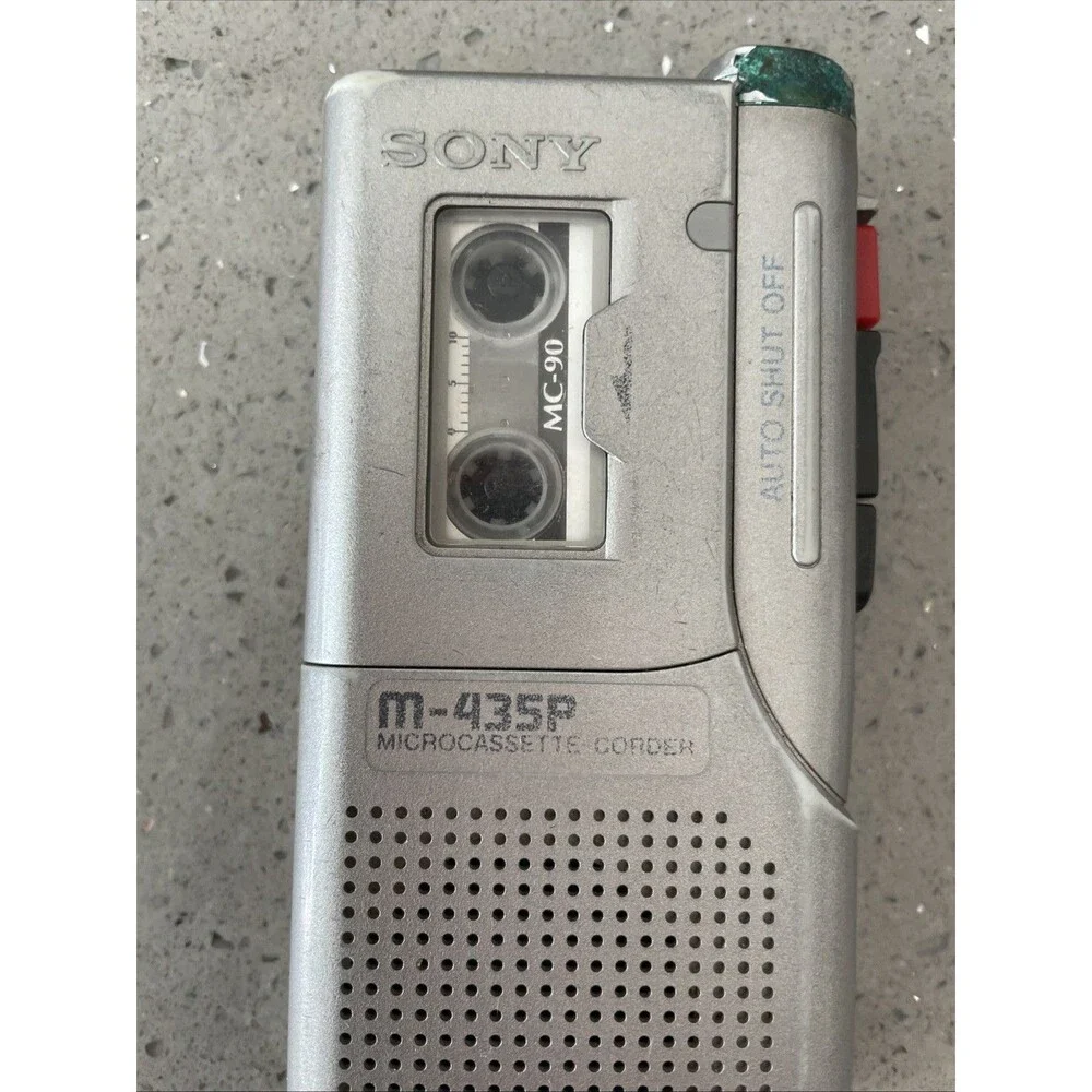 PARTS/REPAIR! Sony M-435P Microcassette Corder Silver Handheld Voice Recorder